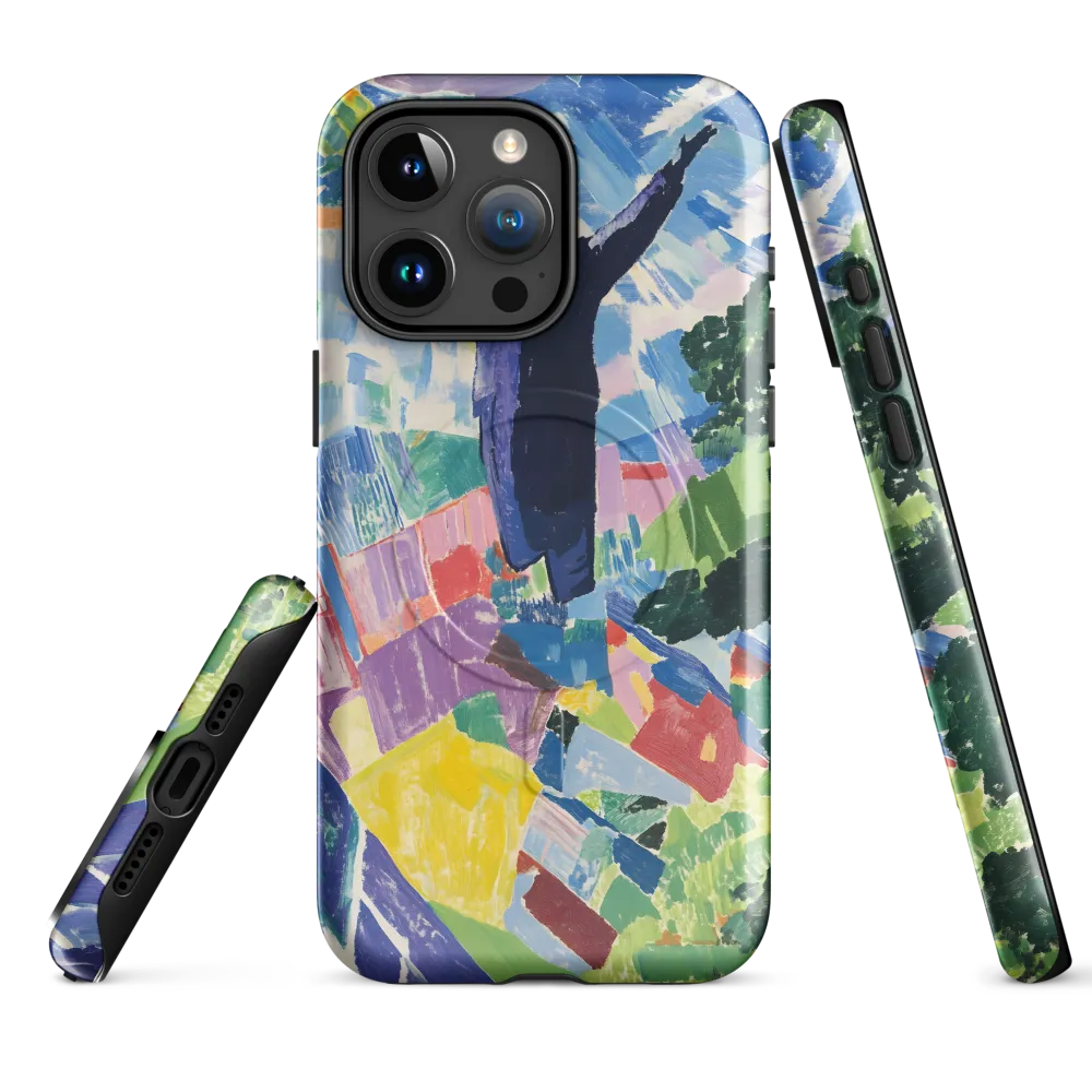 Elysium: A Soaring Figure Amidst Colorful Landscapes | Phone Case |  15 Pro Max | MagSafe® Tough Case | Glossy