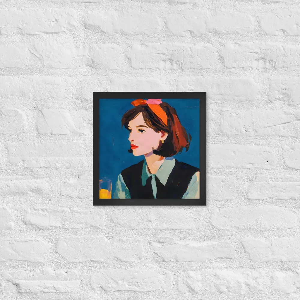Profile in Blue 
 Poster with Black Frame | 12″x 12″