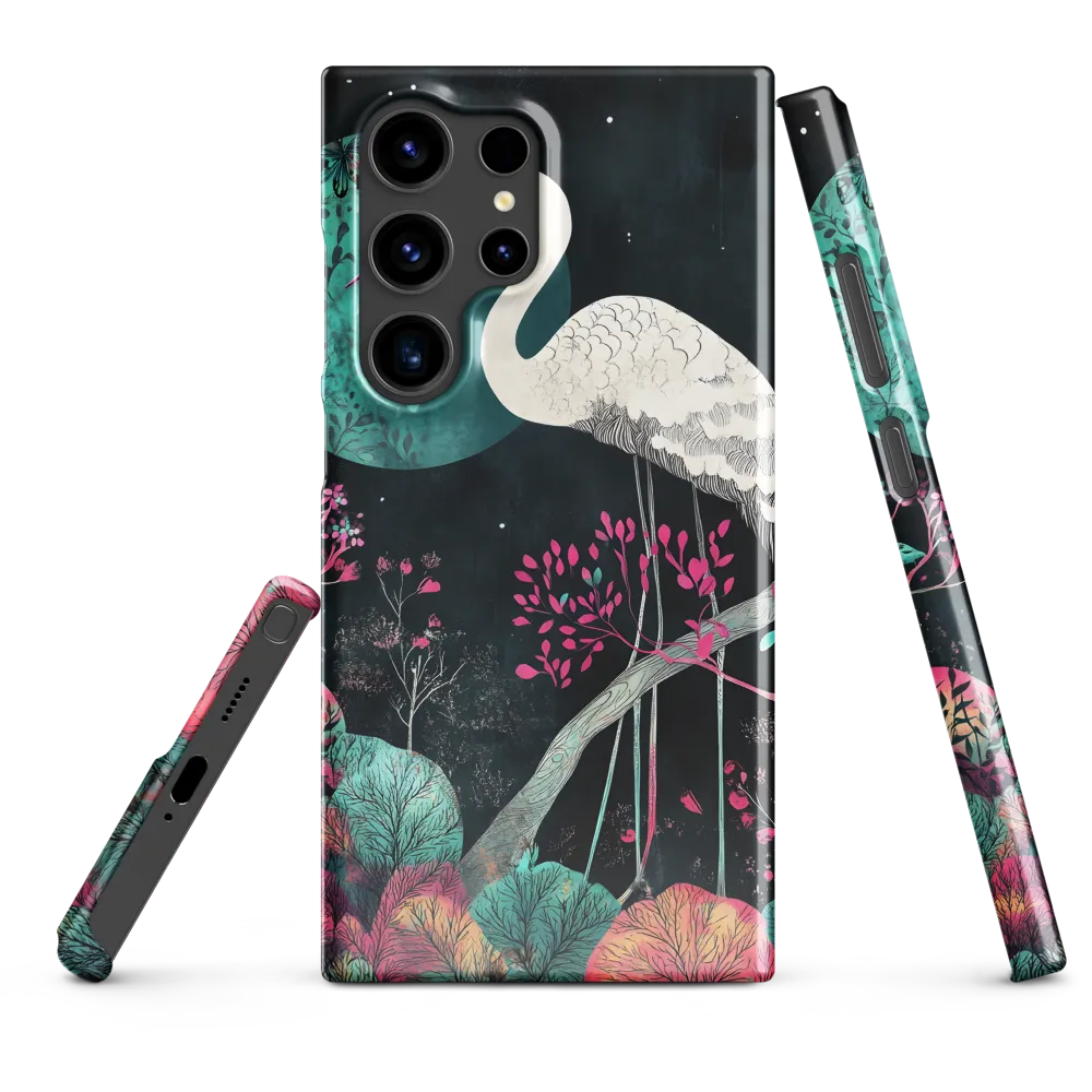 Ethereal Presence: Heron in a Floral Dreamscape | Phone Case |  S24 Ultra | Snap Case | Glossy