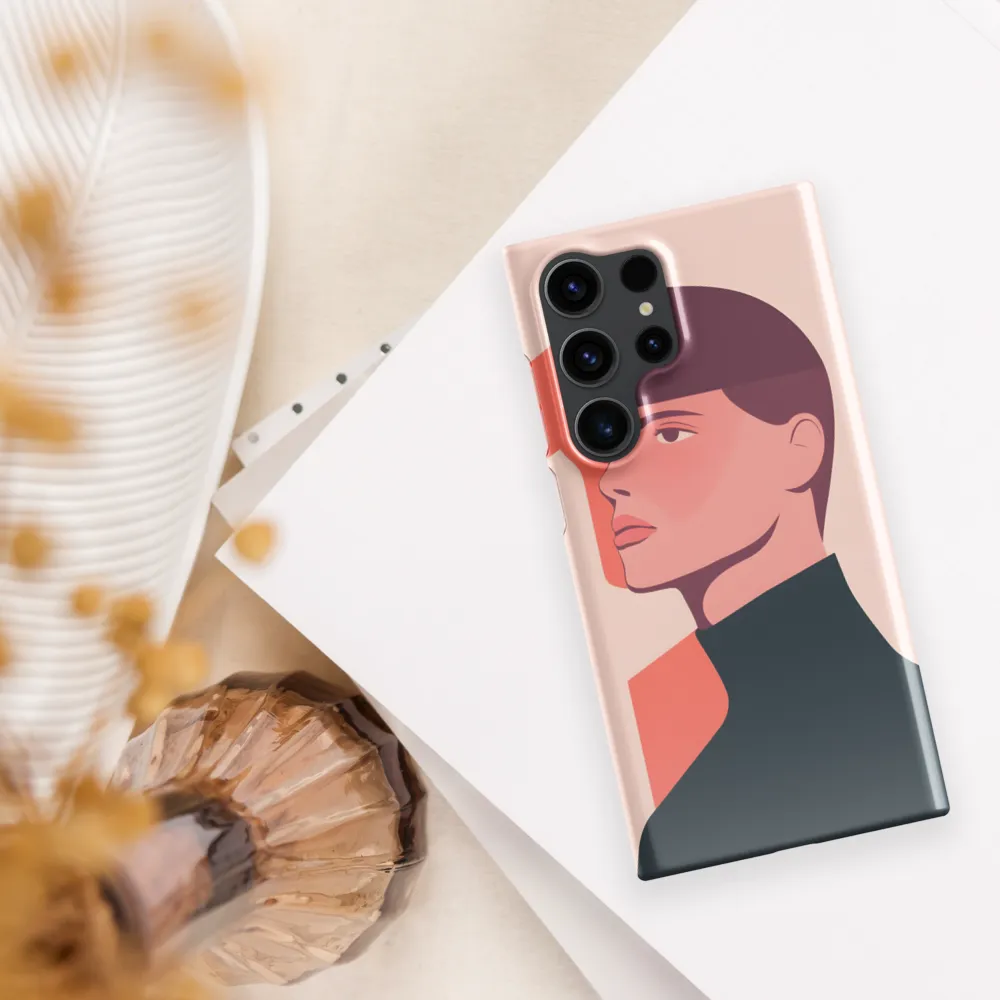 Contemplative Portrait in Minimalism | Phone Case |  S23 Ultra | Snap Case | Glossy
