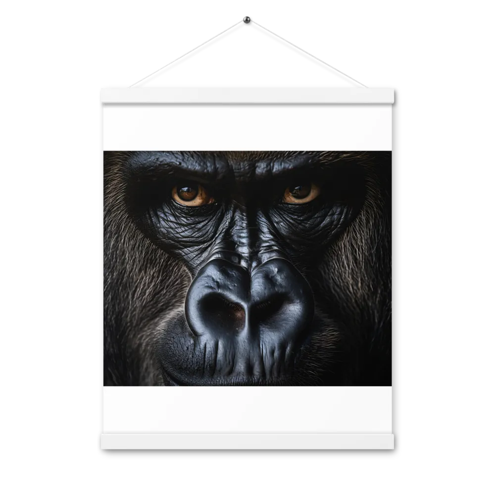 Gaze of the Wild: A Gorilla's Portrait | Poster With White Wood Hanger | 16″×20″