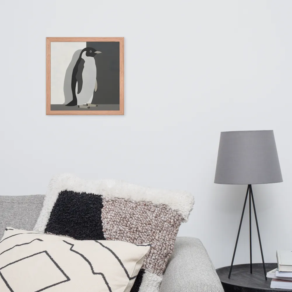Monochrome Penguin 
 Poster with Red oak Frame | 14″x 14″