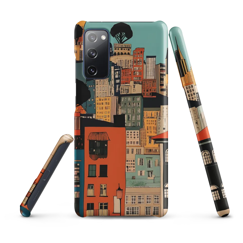 Terraced City: Teal Sky Over Orange Facades