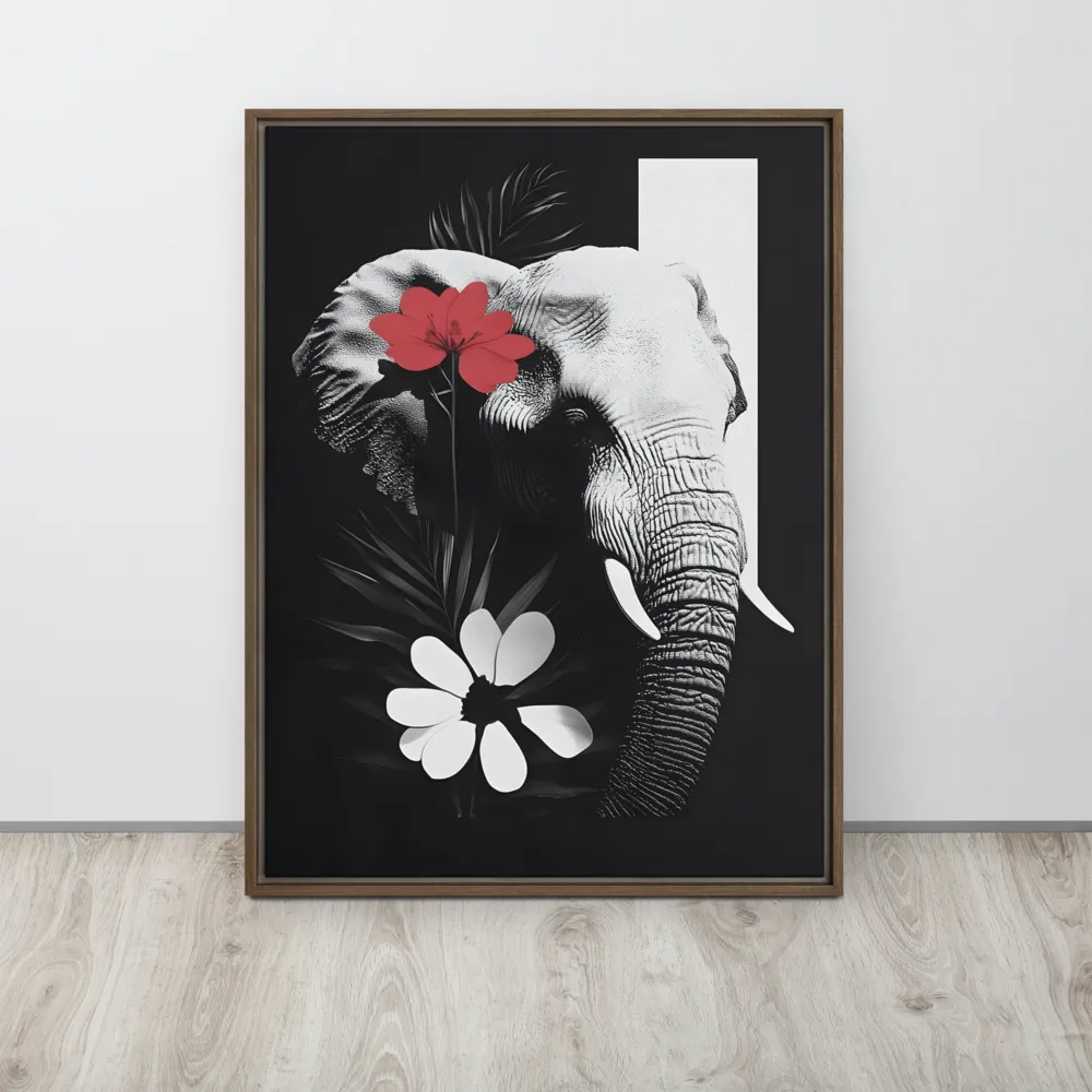 Elephant Harmony | Canvas with Brown Frame | 24″×32″