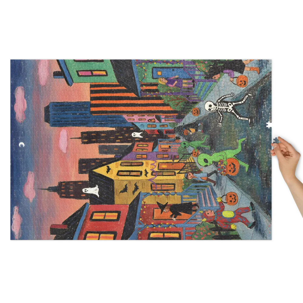 Whimsical Halloween Night 
 Jigsaw Puzzle in Tin Box