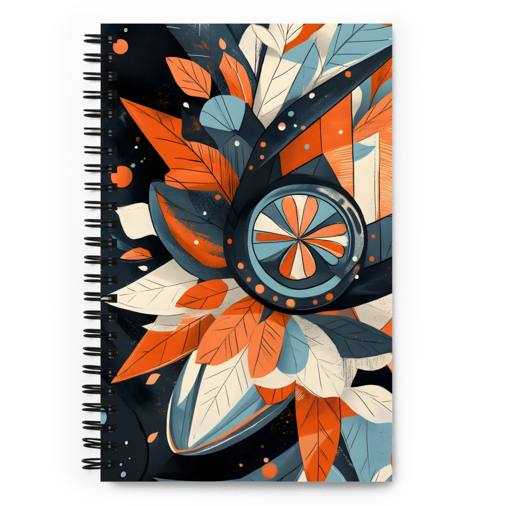 Floral Symphony in Orange and Teal | Spiral Notebook