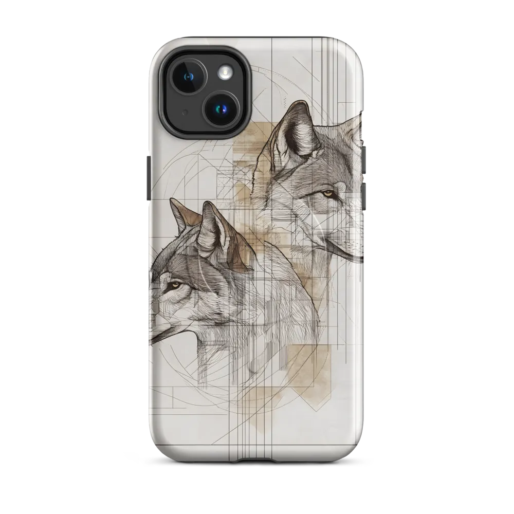 Geometric Harmony: The Essence of Wolves | Phone Case |  14 Plus | MagSafe® Tough Case | Glossy