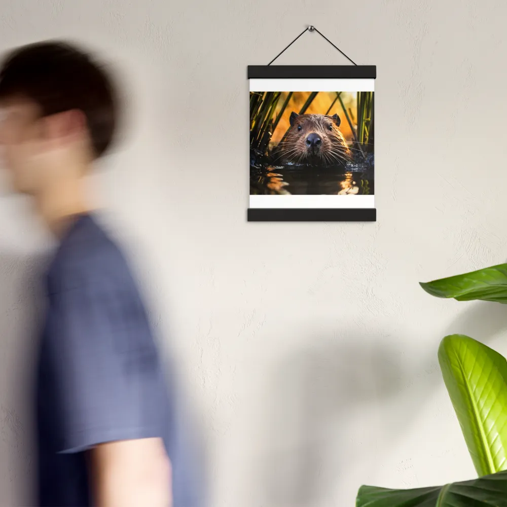 Beaver Serenity: A Natural Portrait | Poster With Black Wood Hanger | 8″×10″