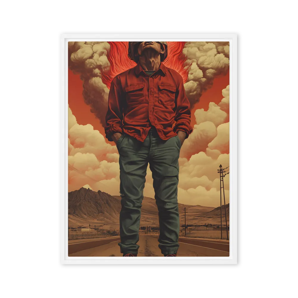Defiant Spirit in a Surreal Landscape | Canvas with White Frame | 24″×32″