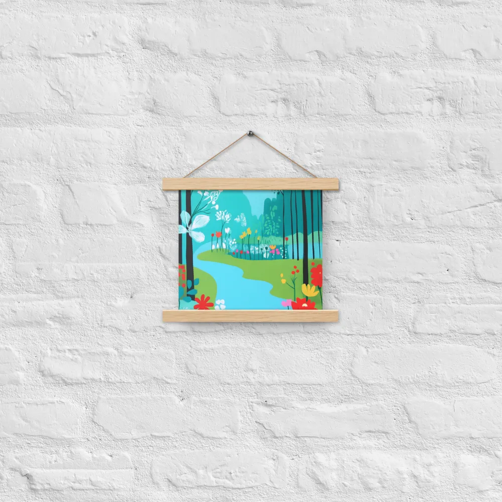 Whispers of Spring: A Colorful Retreat | Poster With Oak Wood Hanger | 10″×10″