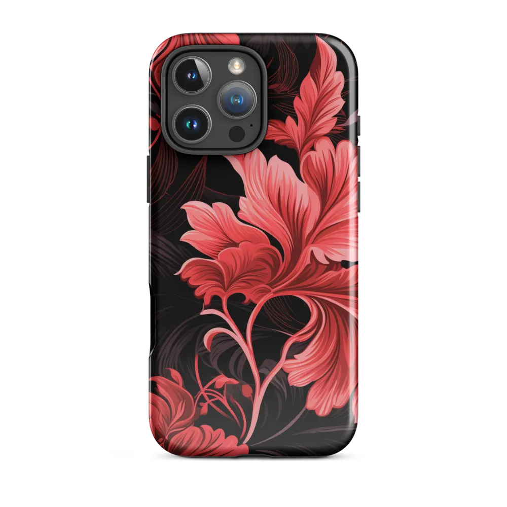 Tropical Elegance in Red | Phone Case |  16 Pro Max | Tough Case | Glossy