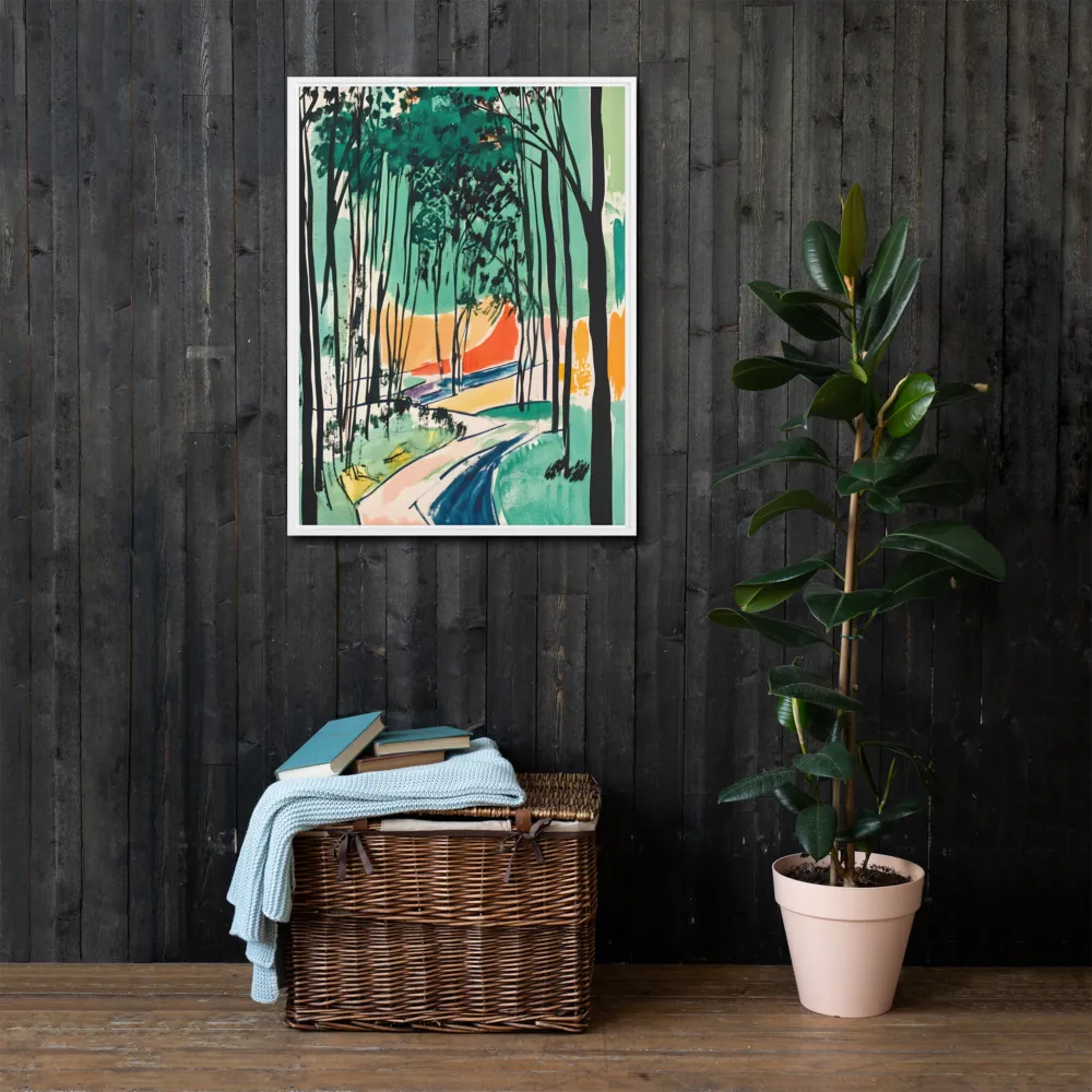 Winding Path Through the Forest | Canvas with White Frame | 24″×32″