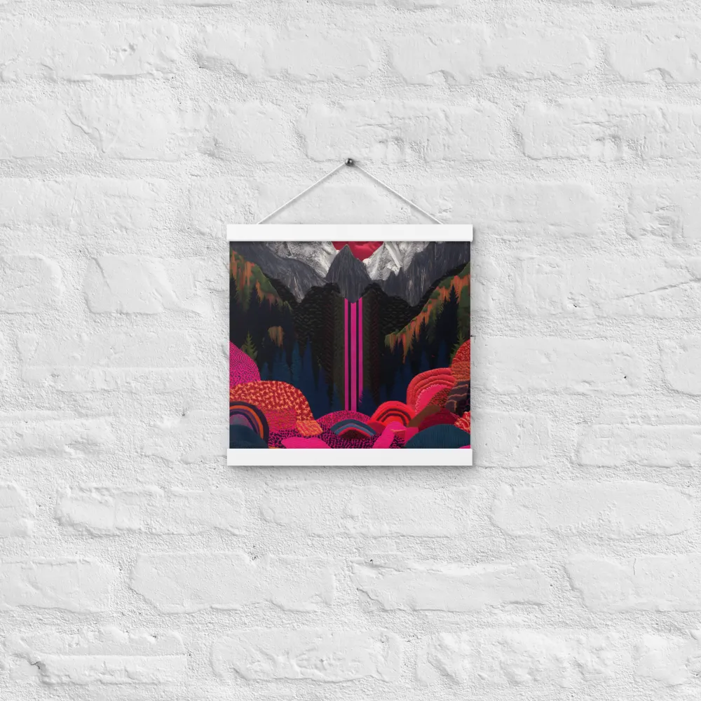 Ethereal Cascade: A Surreal Landscape | Poster With White Wood Hanger | 12″×12″