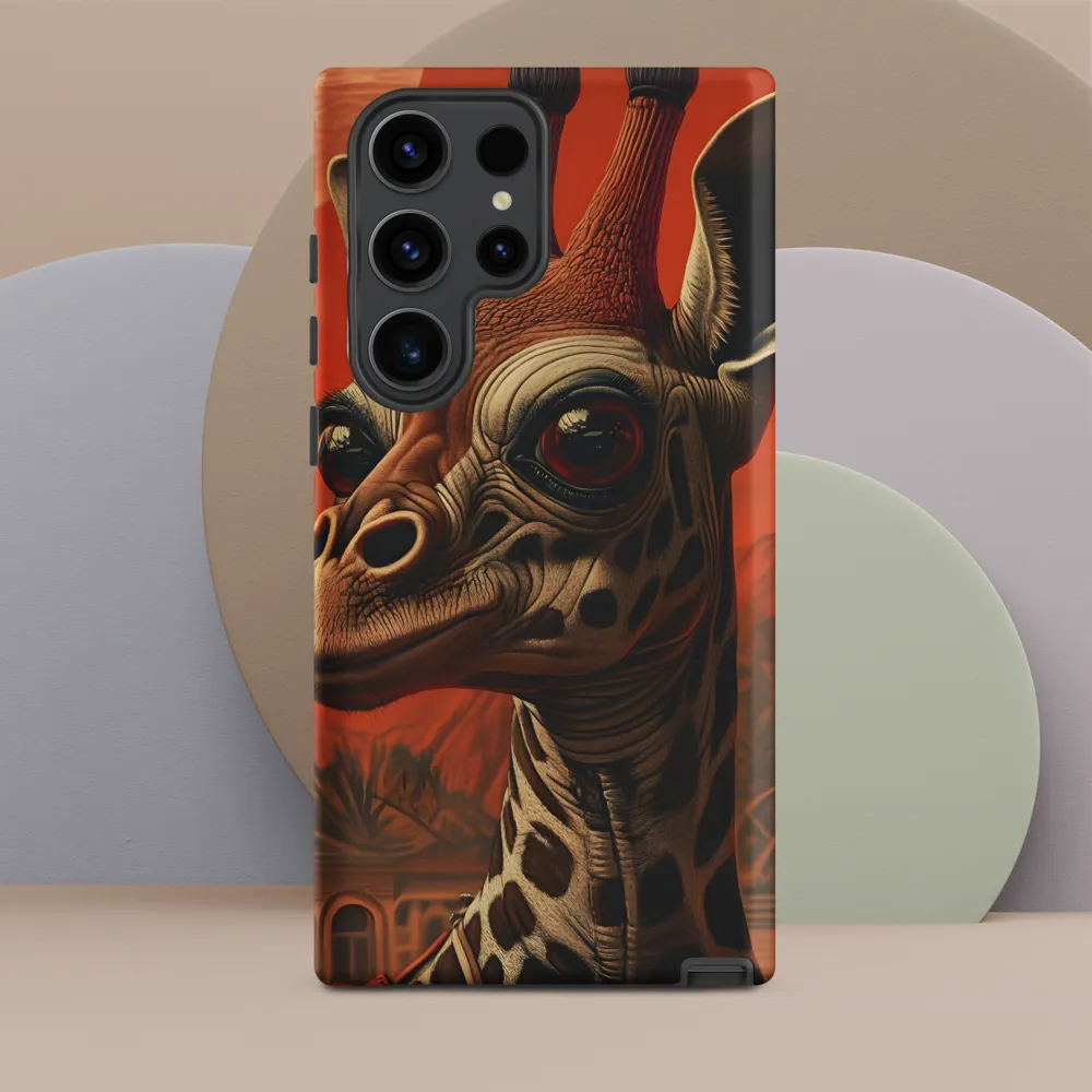 Whimsical Giraffe in an Orange Dreamscape