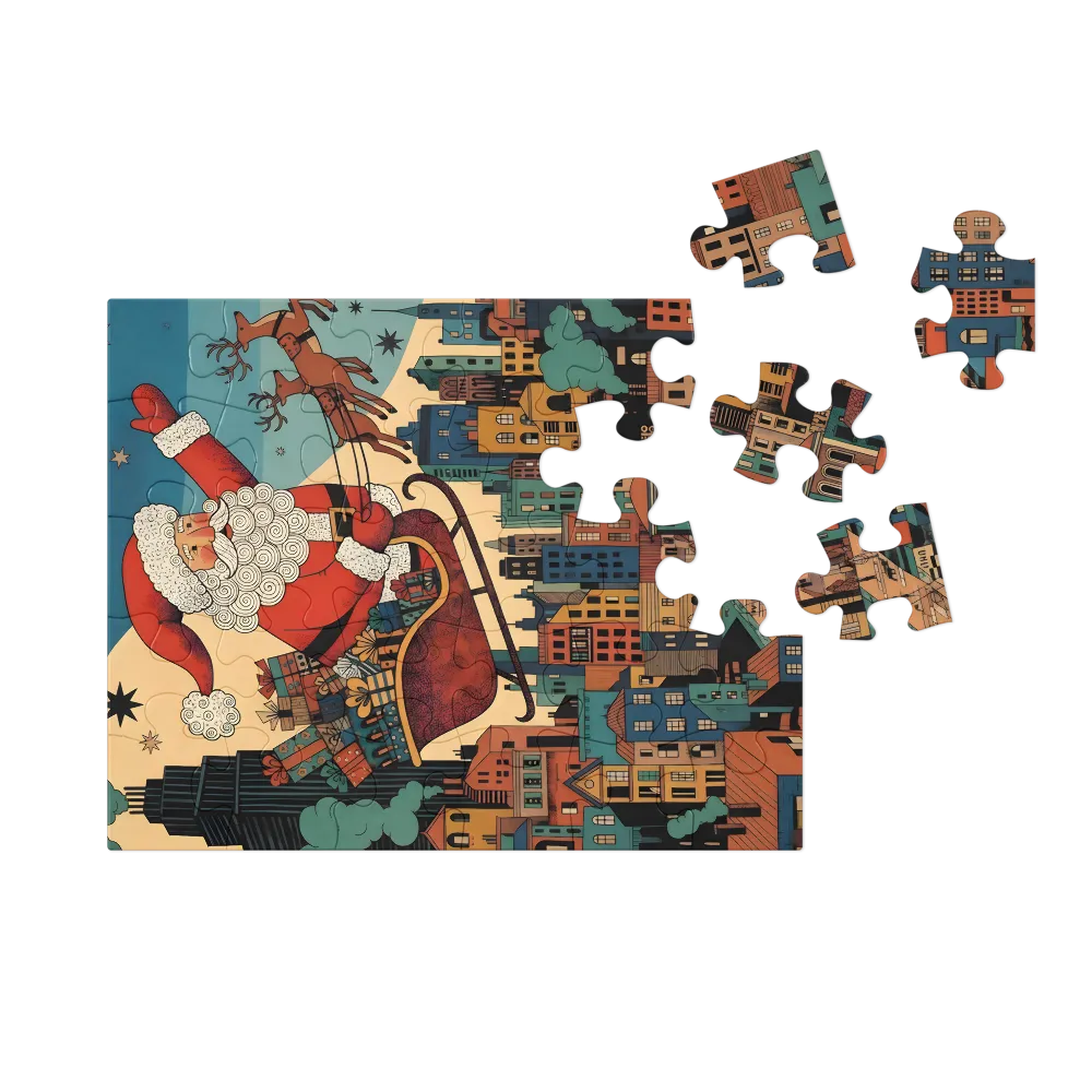 Santa's Night Flight 
 Jigsaw Puzzle in Tin Box