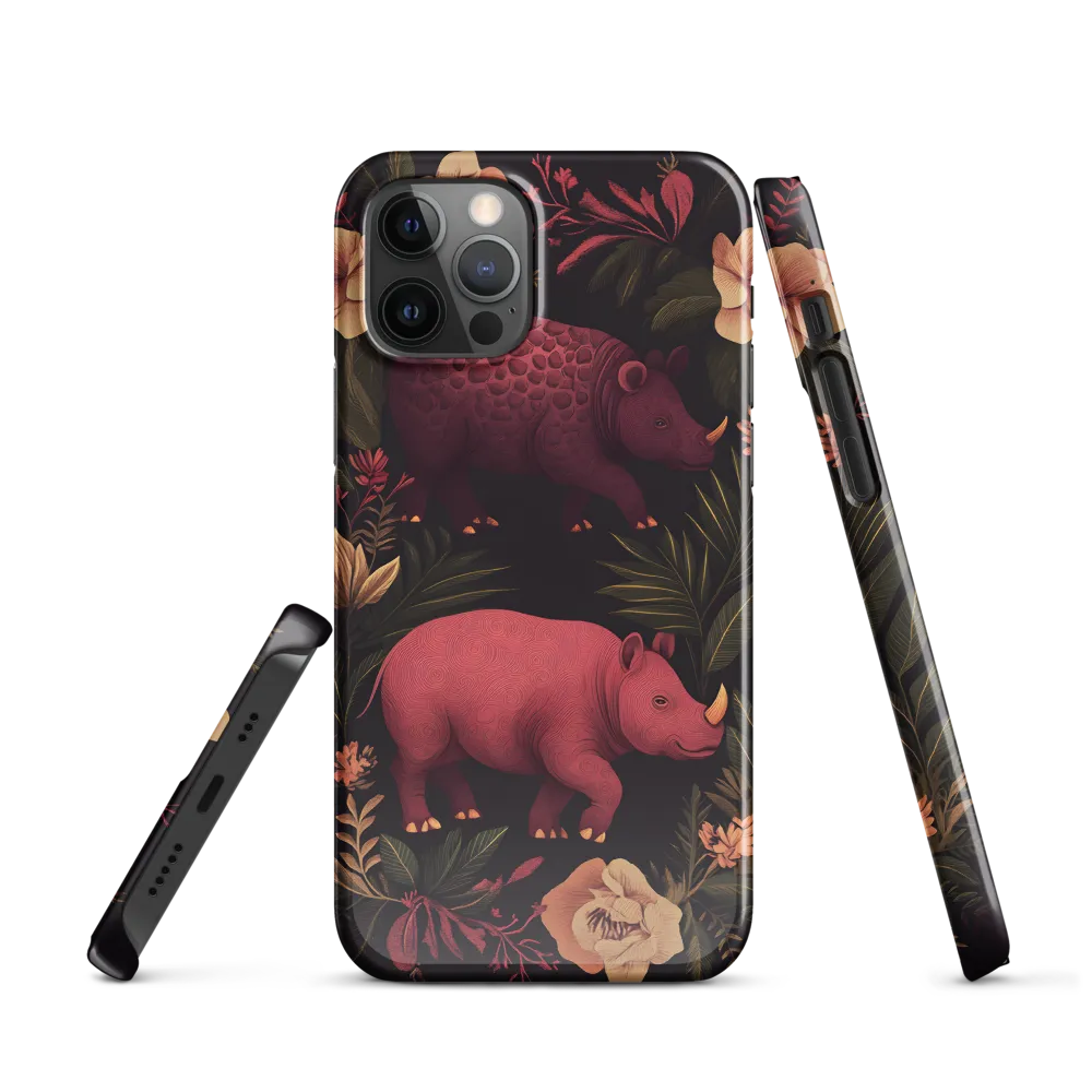 Rhinos in Floral Embrace