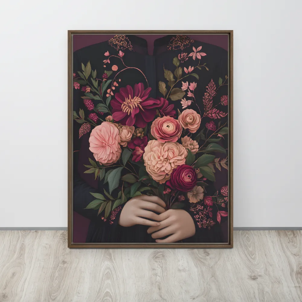 Botanical Elegance | Canvas with Brown Frame | 24″×32″