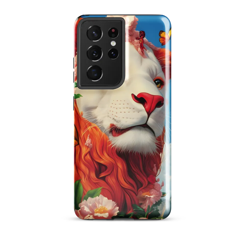 Majestic Lion Amidst Floral Splendor