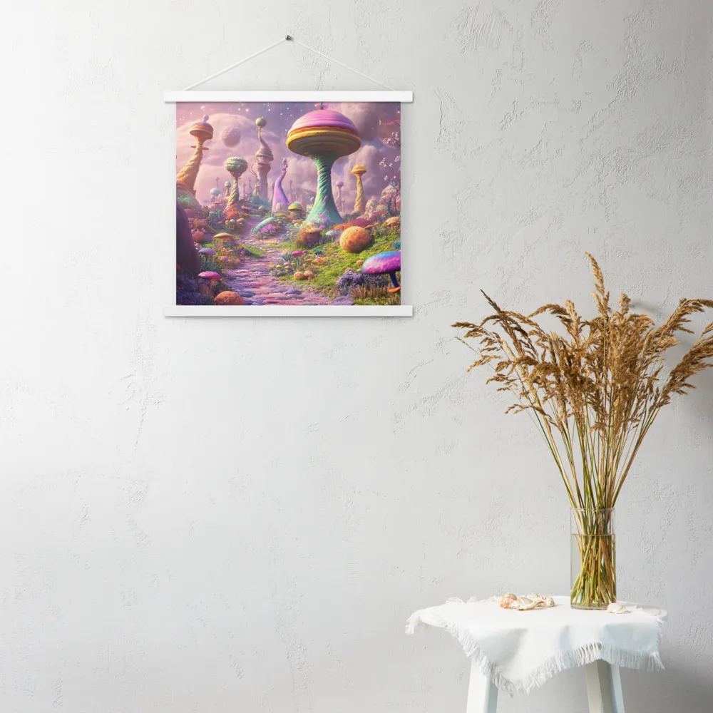 Whimsical Worlds: A Journey Through Fantasy | Poster With White Wood Hanger | 18″×18″