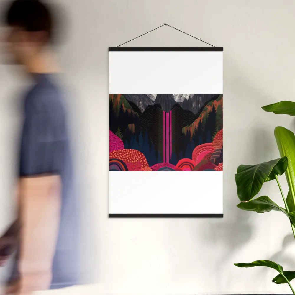 Ethereal Cascade: A Surreal Landscape | Poster With Black Wood Hanger | 24″×36″