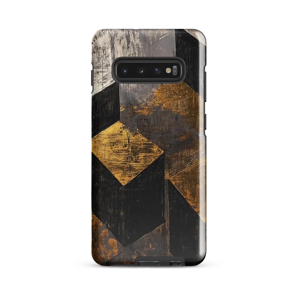 Geometric Harmony in Gold and Black | Phone Case |  S10 Plus | Tough Case | Glossy