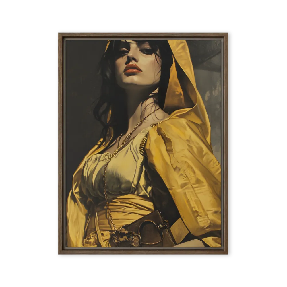 Veiled Confidence | Canvas with Brown Frame | 24″×32″
