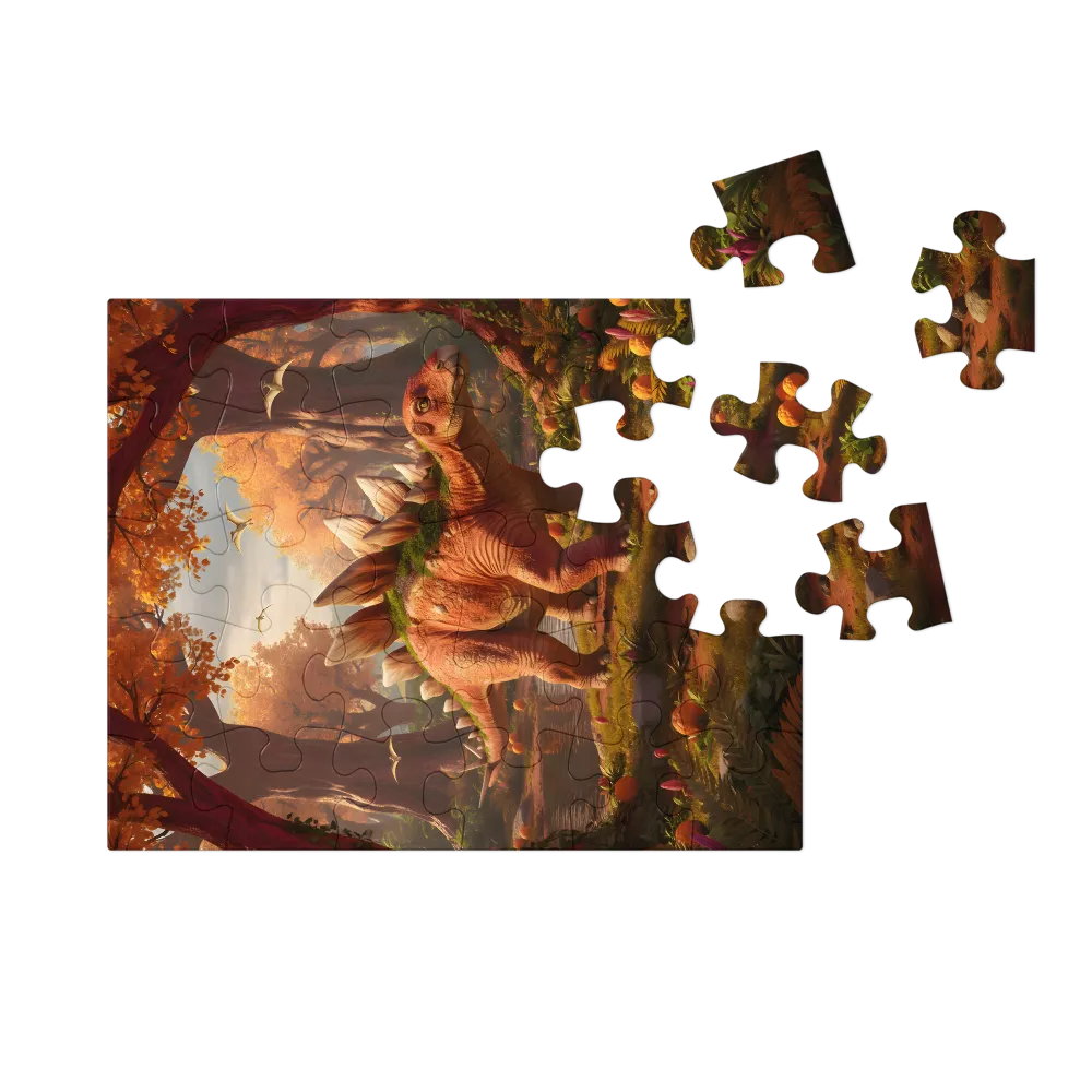 Autumn Stegosaurus 
 Jigsaw Puzzle in Tin Box
