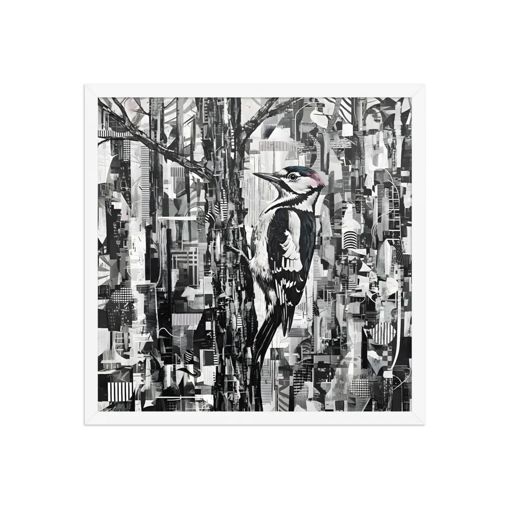 Woodpecker Collage 
 Poster with White Frame | 18″x 18″