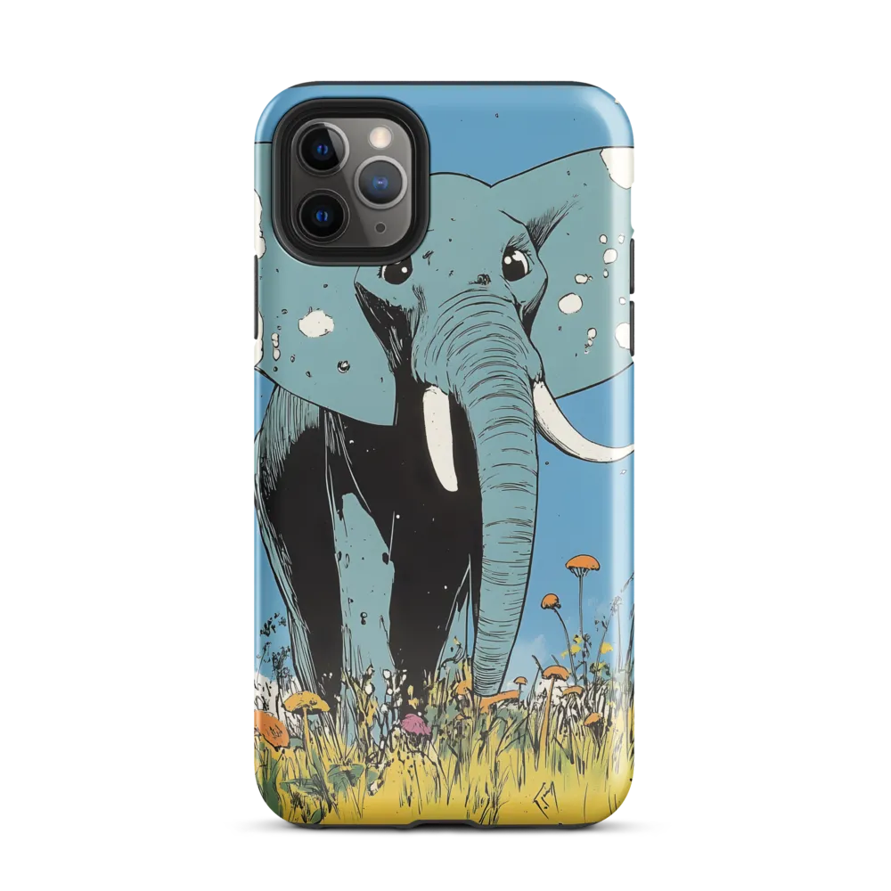 Whimsical Blue Elephant in Bloom | Phone Case |  11 Pro Max | Tough Case | Glossy