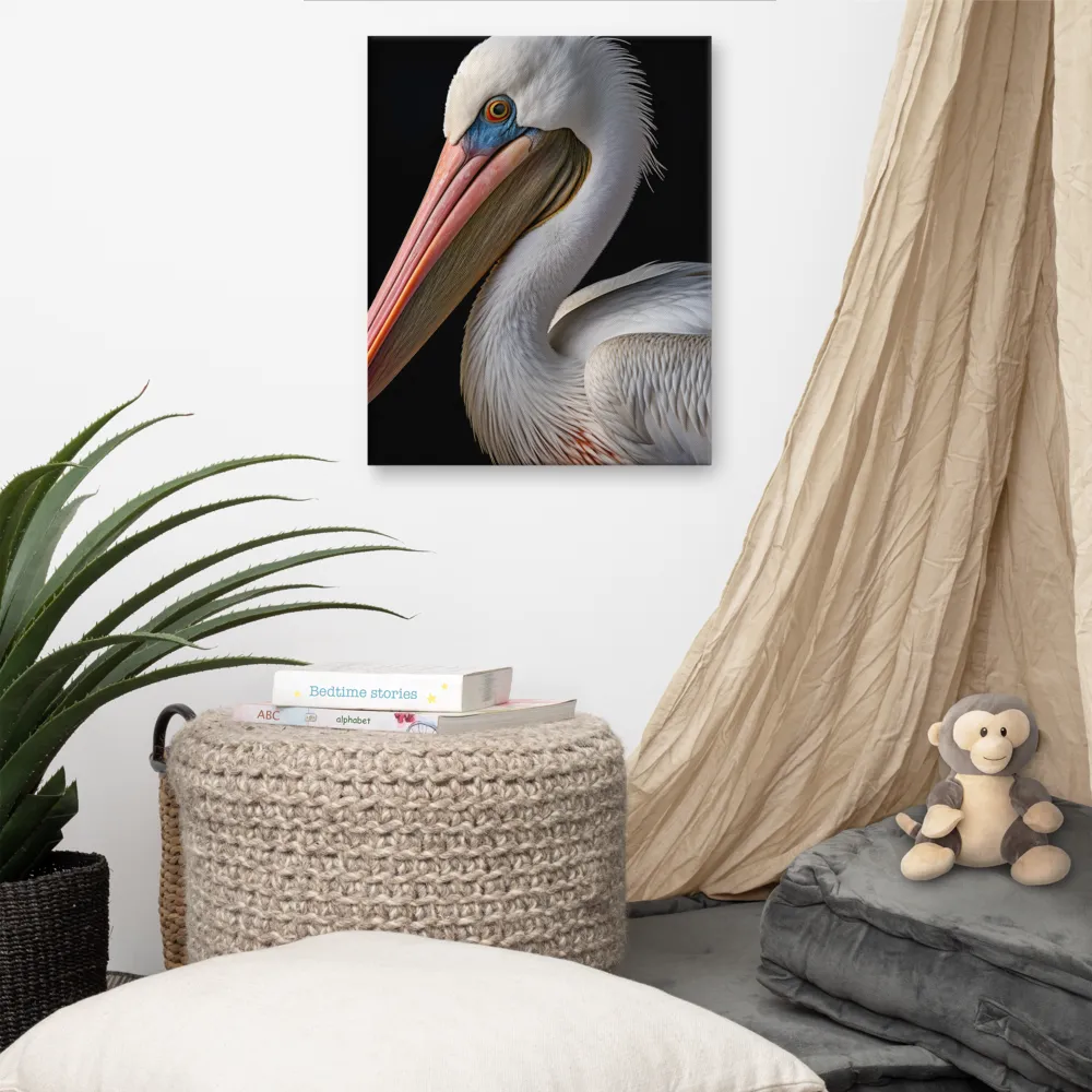 Elegance in White: The Pelican | Canvas | 16″×20″