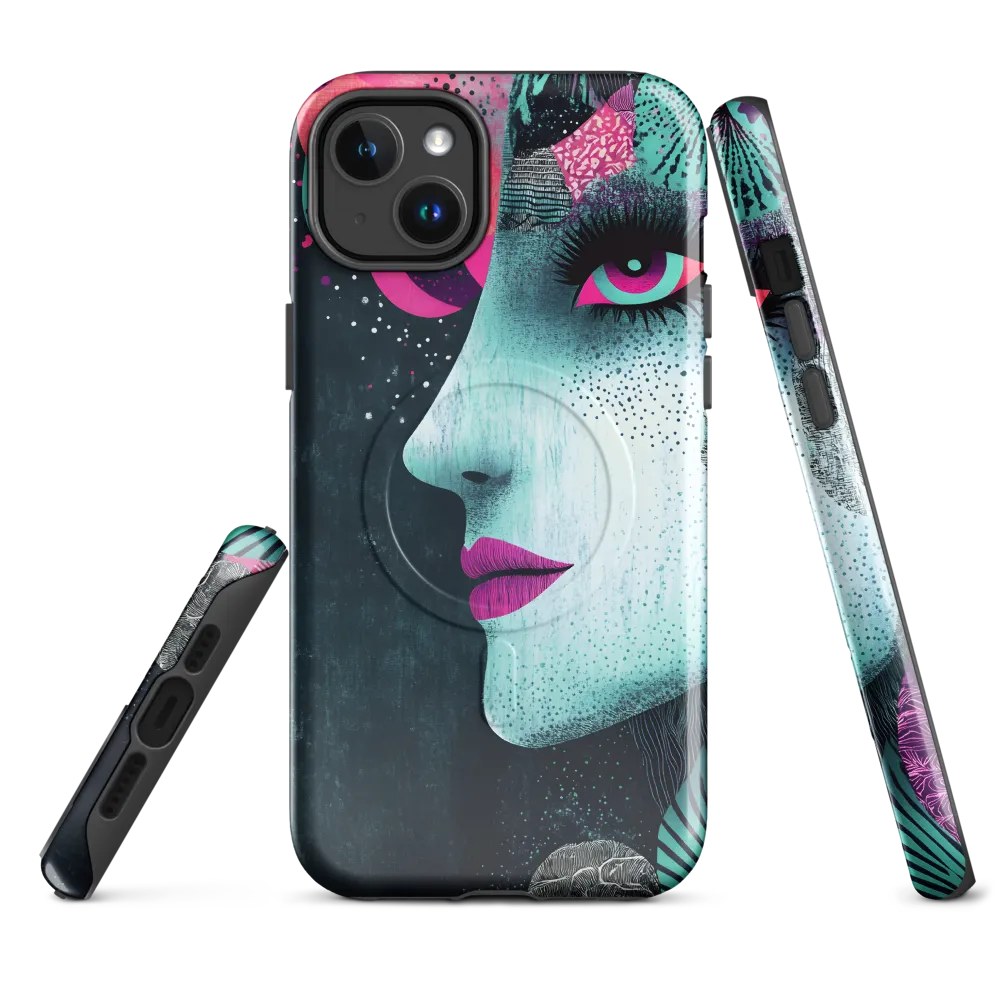 Mystical Beauty in Blue and Pink | Phone Case |  14 Plus | MagSafe® Tough Case | Glossy