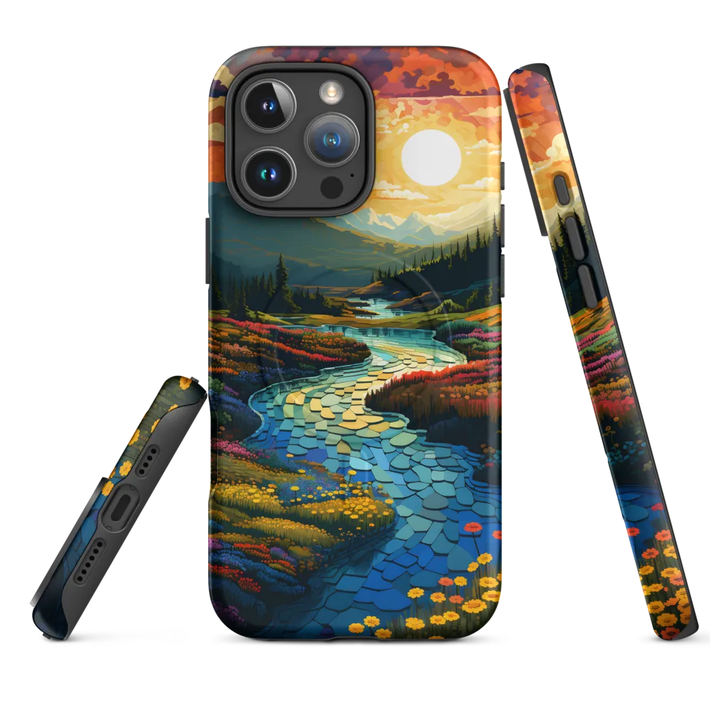 Serenity in Sunset: A Winding River's Embrace | Phone Case |  16 Pro Max | MagSafe® Tough Case | Matte