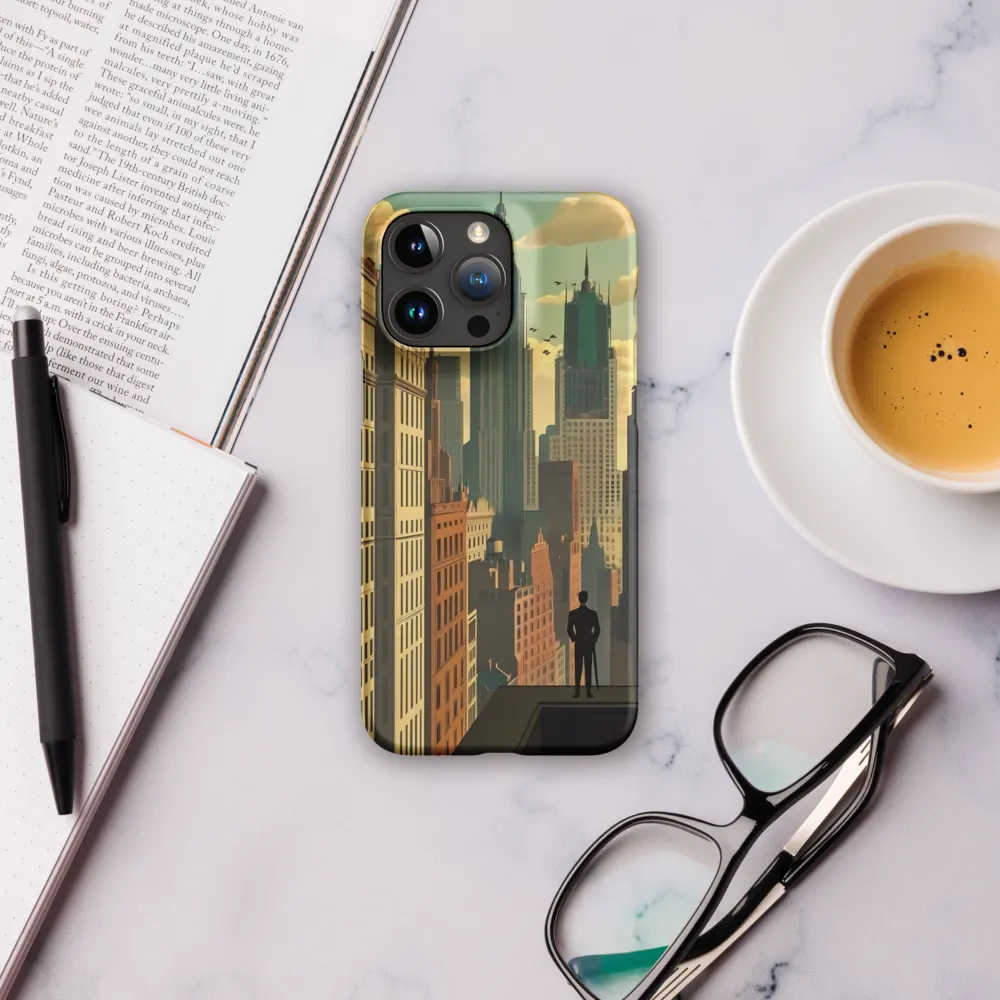 Urban Dreams: A Silhouette in Art Deco Cityscape