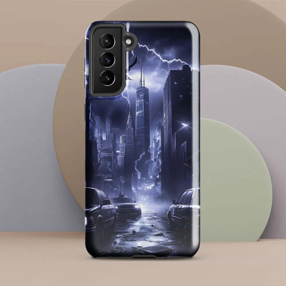 Stormy Cityscape: Shadows of the Night | Phone Case |  S21 Plus | Tough Case | Glossy