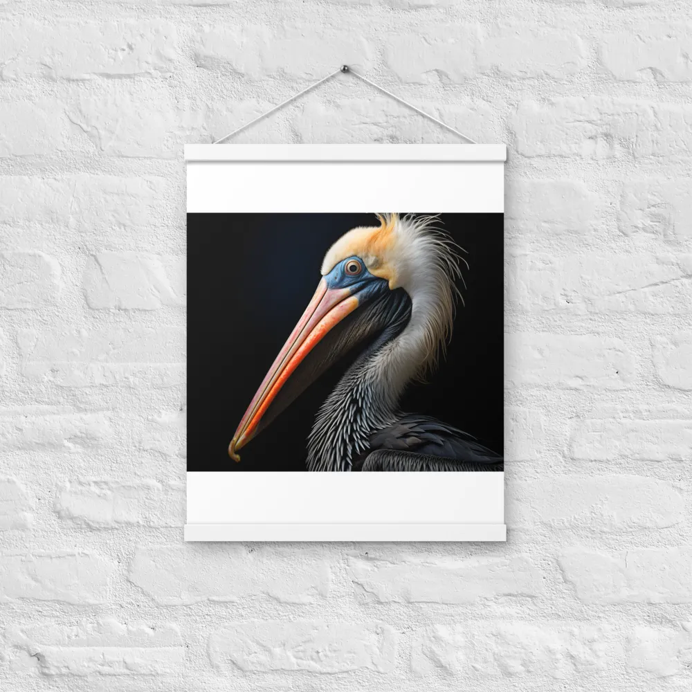 Majestic Portrait of a Pelican | Poster With White Wood Hanger | 16″×20″