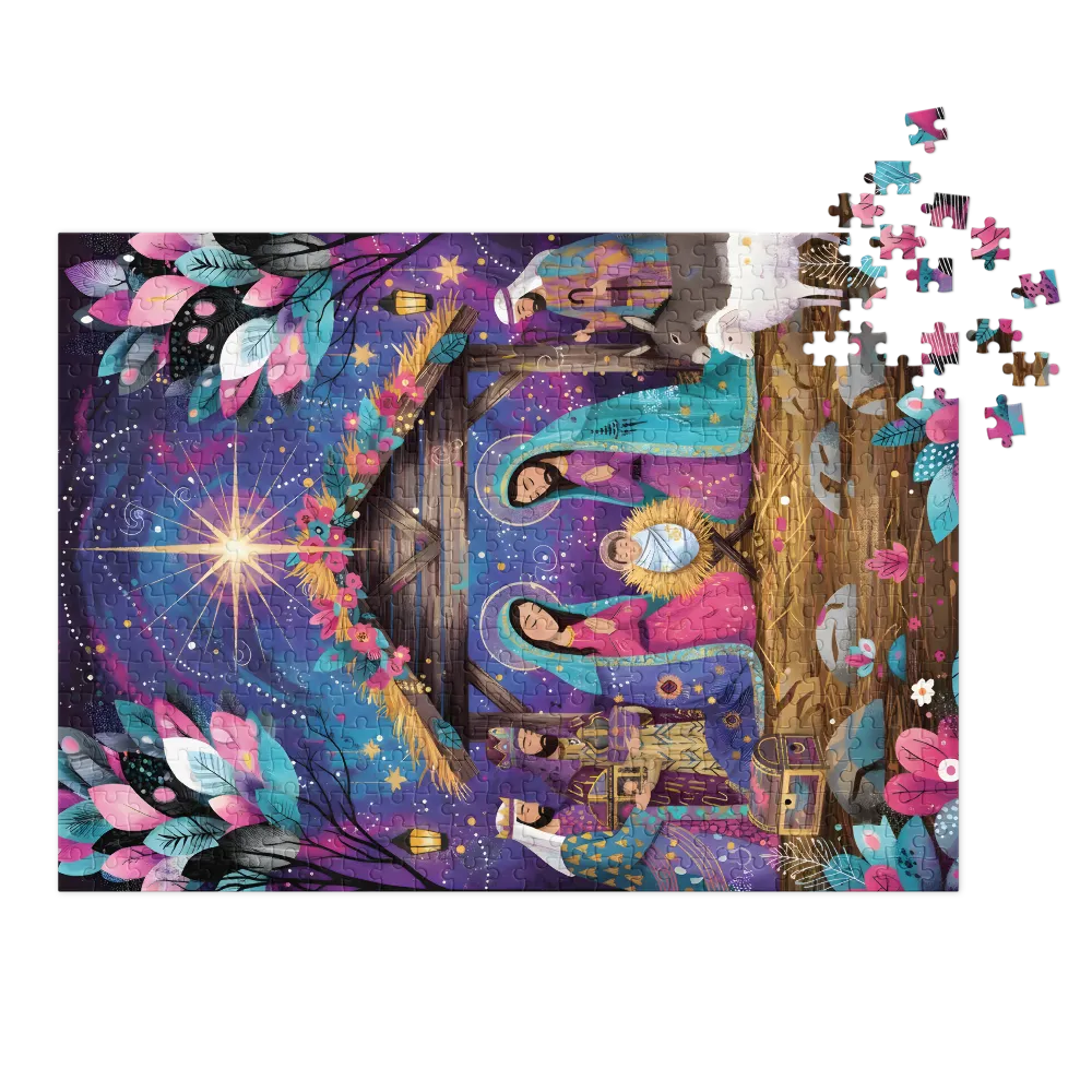 Celestial Nativity Story 
 Jigsaw Puzzle in Tin Box
