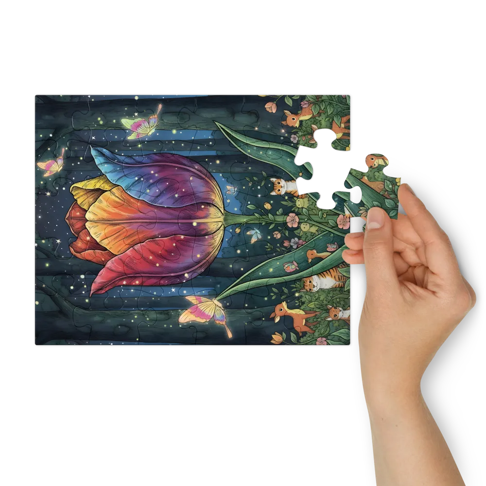 Enchanted Night Tulip 
 Jigsaw Puzzle in Tin Box