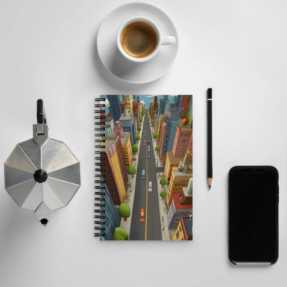 Aerial Whimsy: A Colorful Cityscape | Spiral Notebook