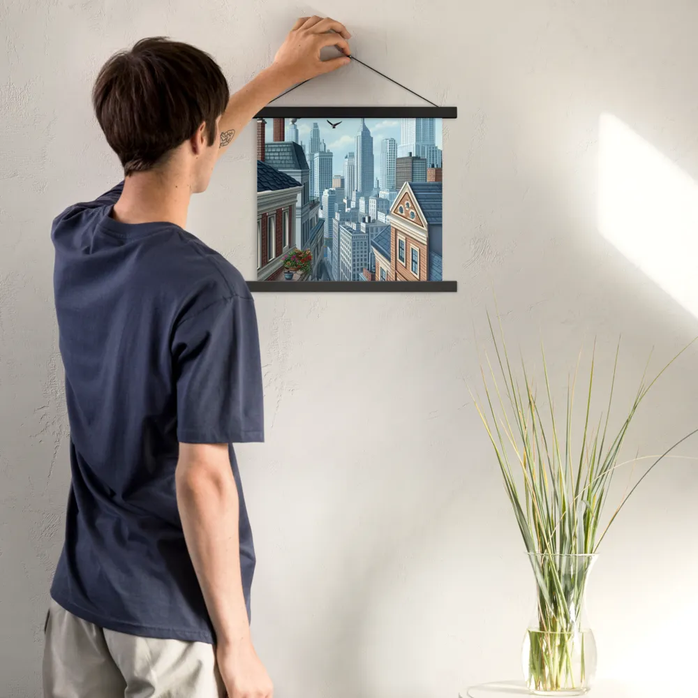 Urban Symphony | Poster With Black Wood Hanger | 14″×14″