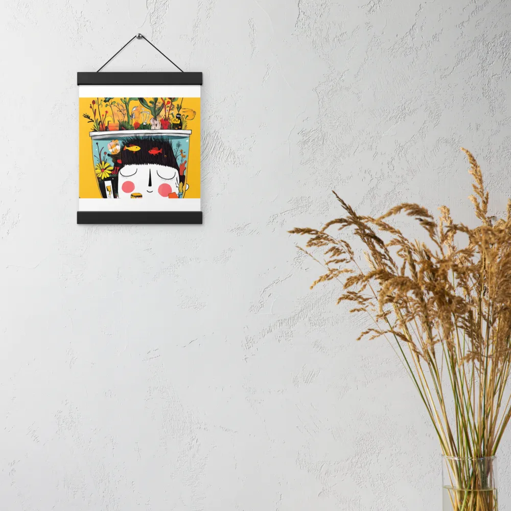 Whimsical Garden Head | Poster With Black Wood Hanger | 8″×10″