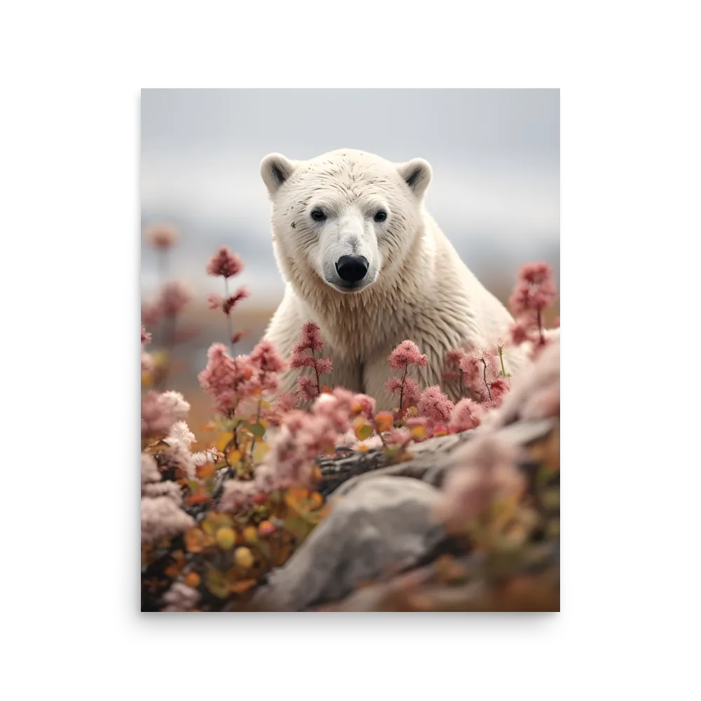 Curiosity Among Blooms: The Polar Bear | Poster | 16″×20″