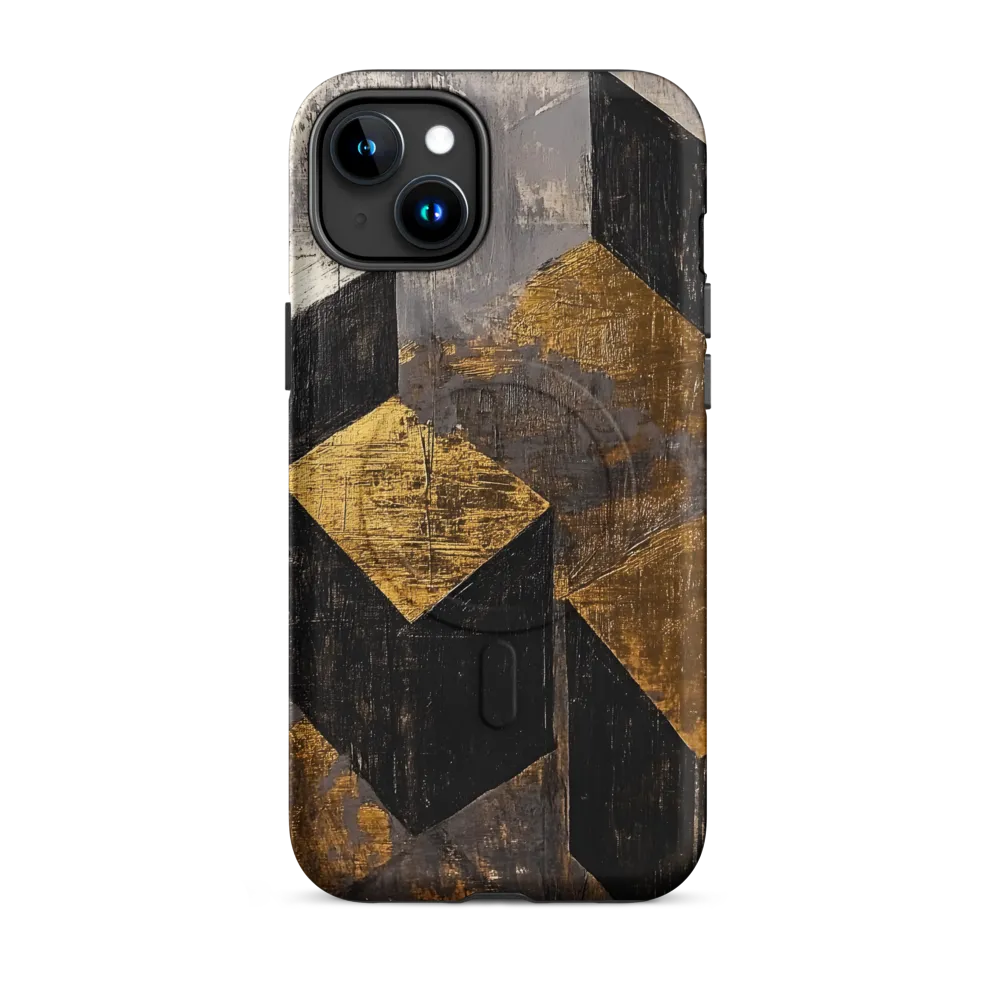 Geometric Harmony in Gold and Black | Phone Case |  15 Plus | MagSafe® Tough Case | Matte