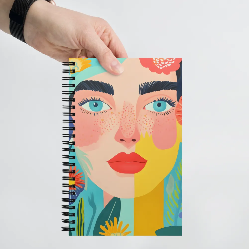 Floral Serenity: A Modern Portrait | Spiral Notebook