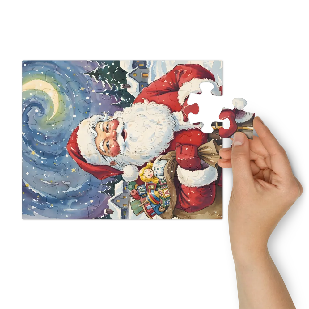 Santa's Starry Night 
 Jigsaw Puzzle in Tin Box