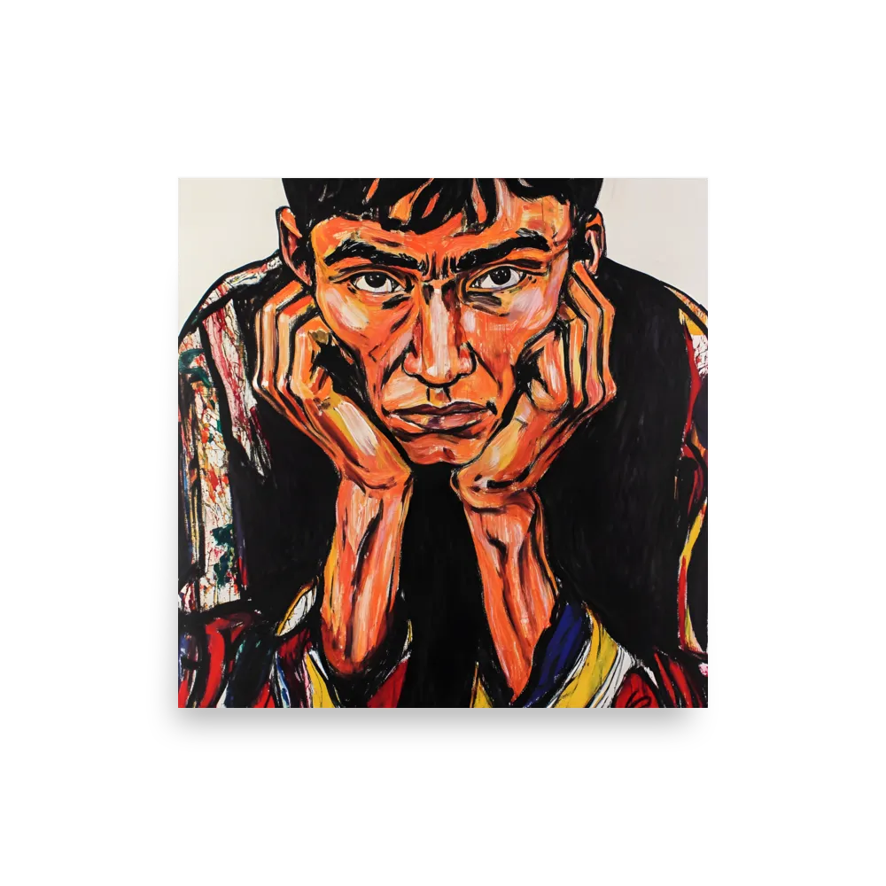 Contemplative Intensity: An Expressionist Portrait | Poster | 12″×12″