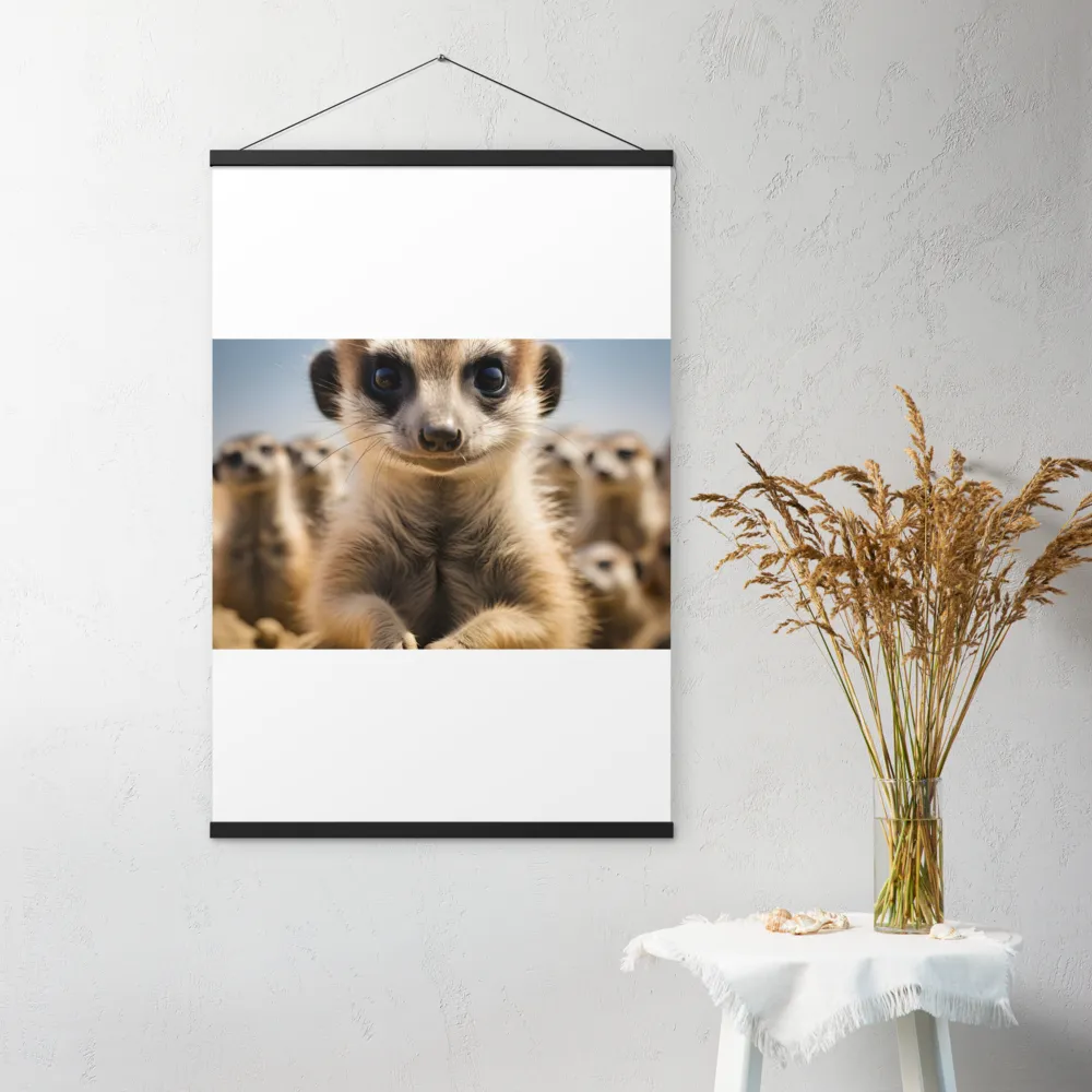 Curious Stance: The Meerkat's Gaze | Poster With Black Wood Hanger | 24″×36″