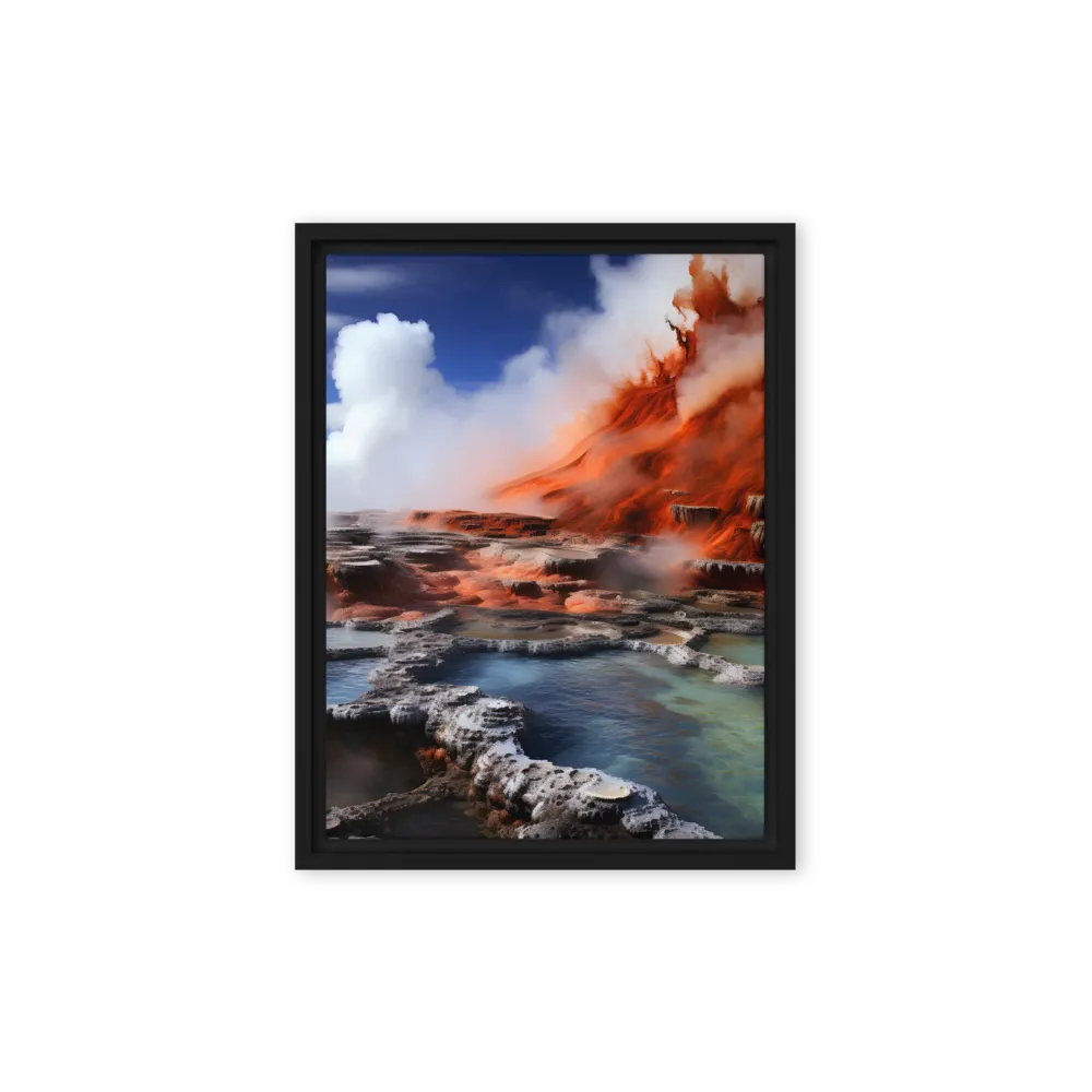 Nature's Fury: The Volcano's Expression | Canvas with Black Frame | 9″×12″