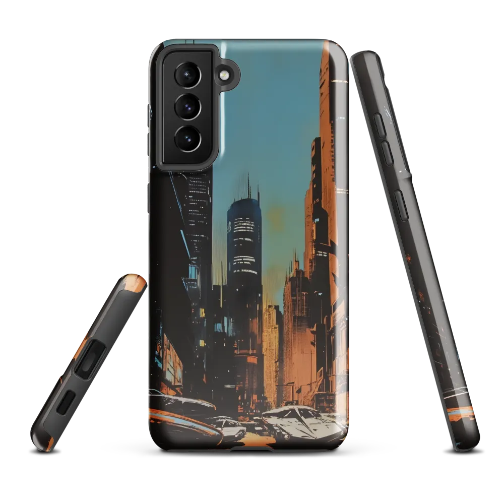 Futuristic Cityscape in Blue and Orange