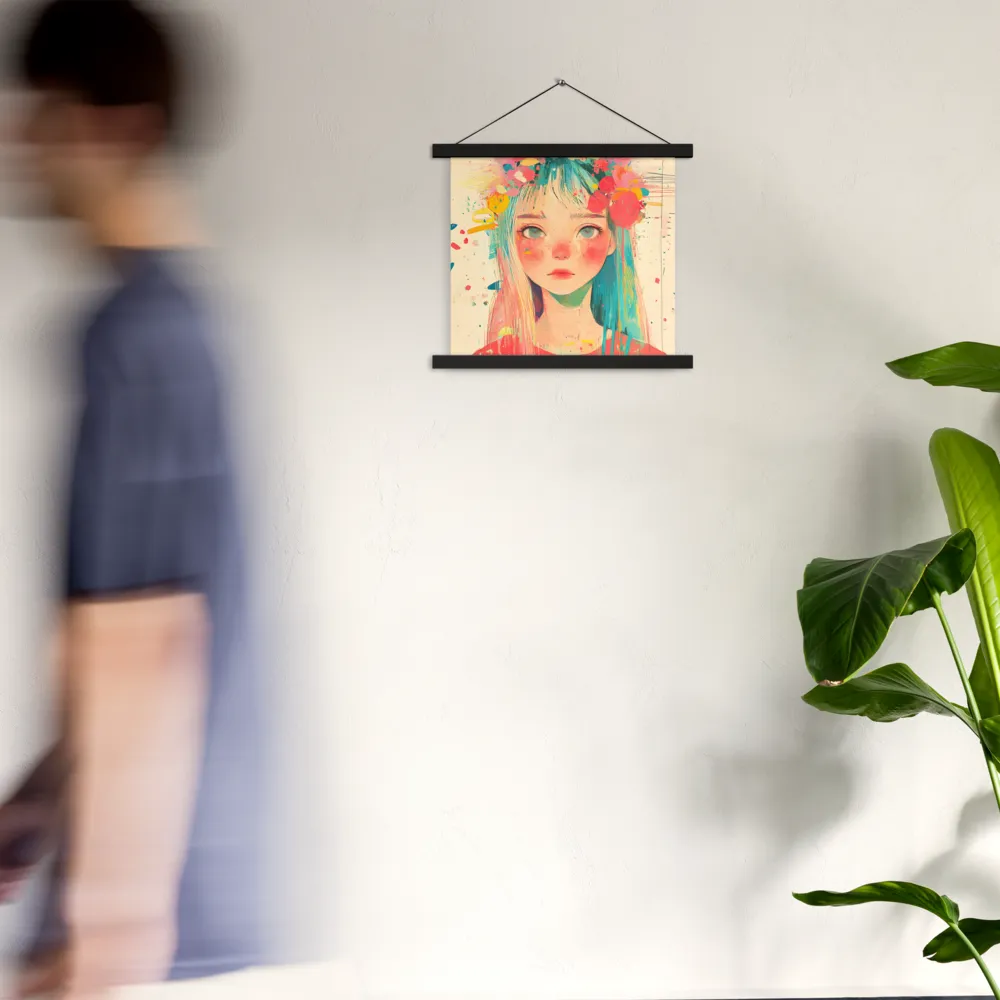 Whimsical Blossom | Poster With Black Wood Hanger | 14″×14″