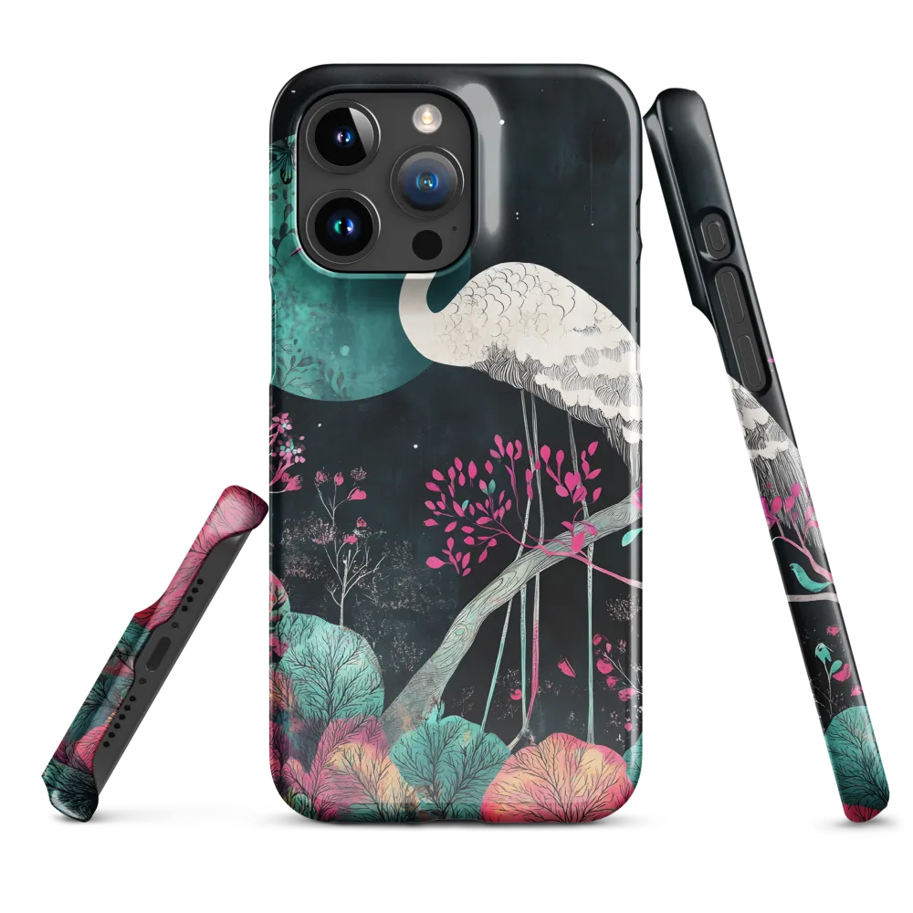 Ethereal Presence: Heron in a Floral Dreamscape | Phone Case |  15 Pro Max | Snap Case | Glossy